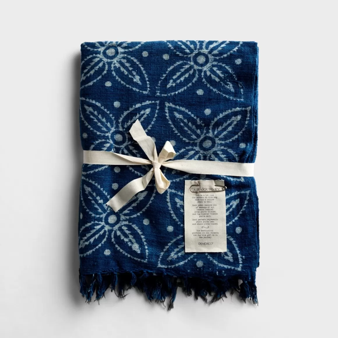 DaySpring Blankets>Block Print Throw Blanket - Indigo