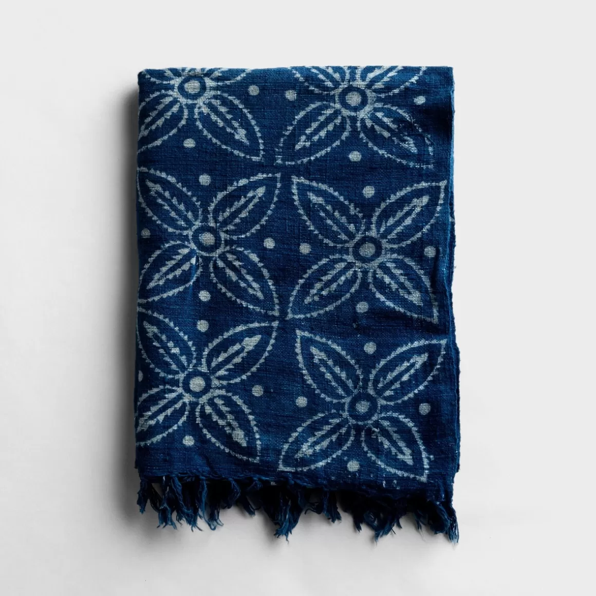 DaySpring Blankets>Block Print Throw Blanket - Indigo