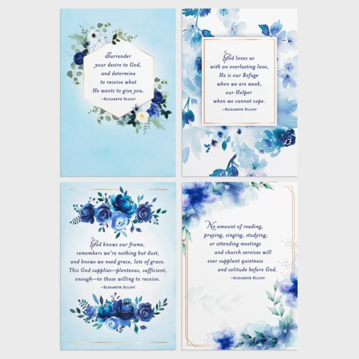 DaySpring Encouragement | Boxed Cards>Elisabeth Elliot - Encourage - Blue Florals - 12 Boxed Cards