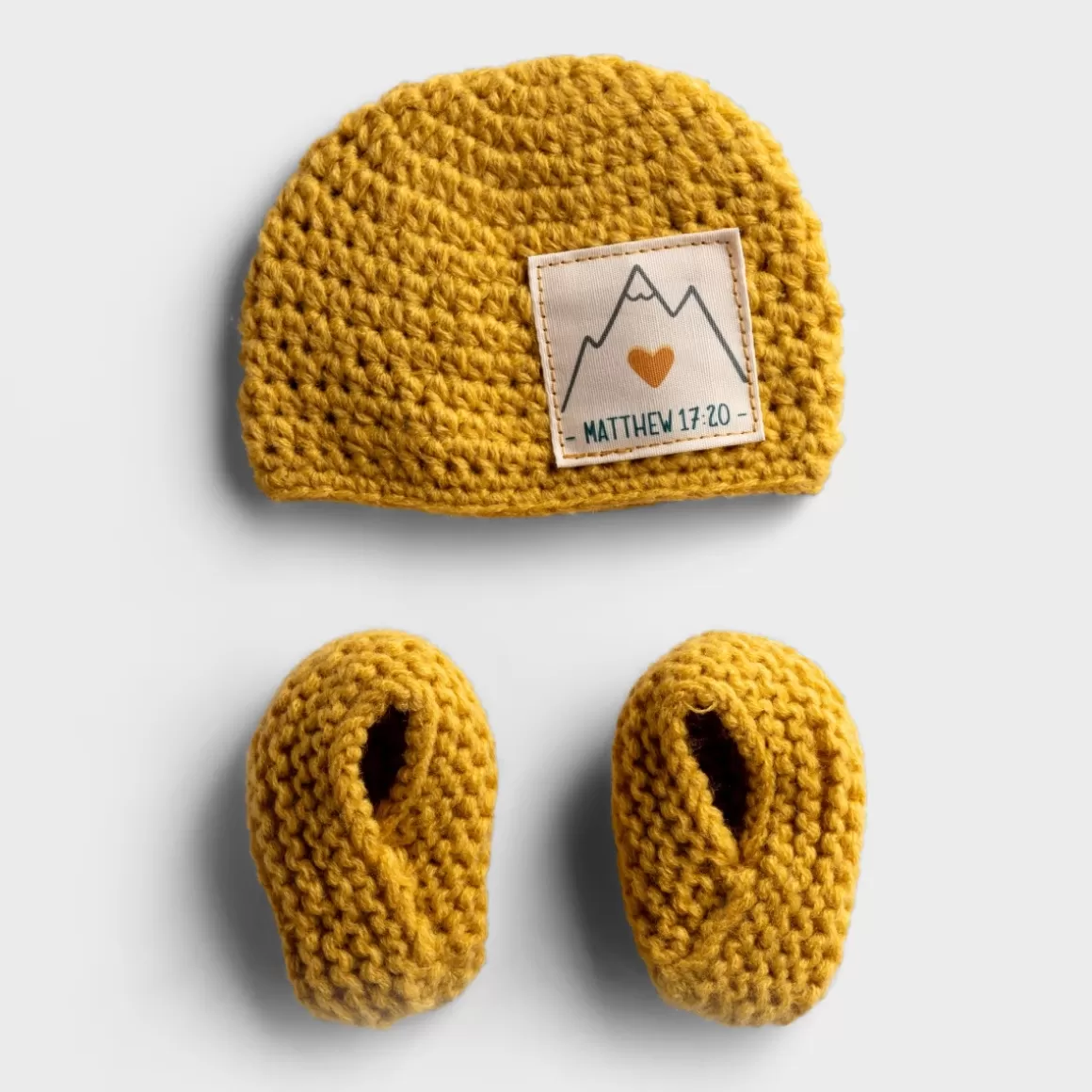 DaySpring Gifts for Kids | Gift Sets>Faith Can Move Mountains - Hat & Booties Gift Set