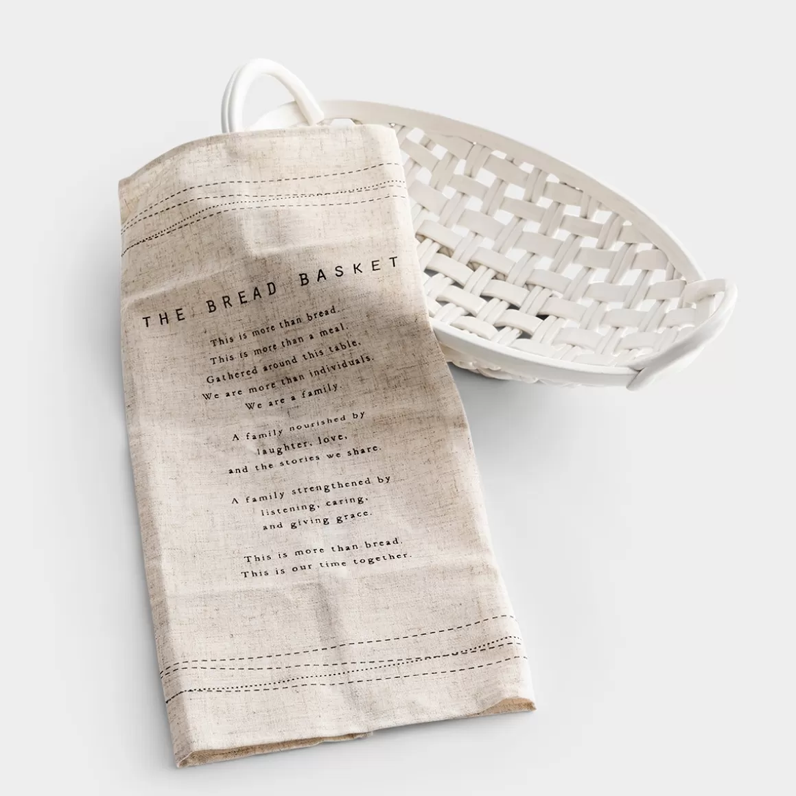 DaySpring Tableware | Gift Sets>Gatherings Bread Basket with Towel - Gift Set