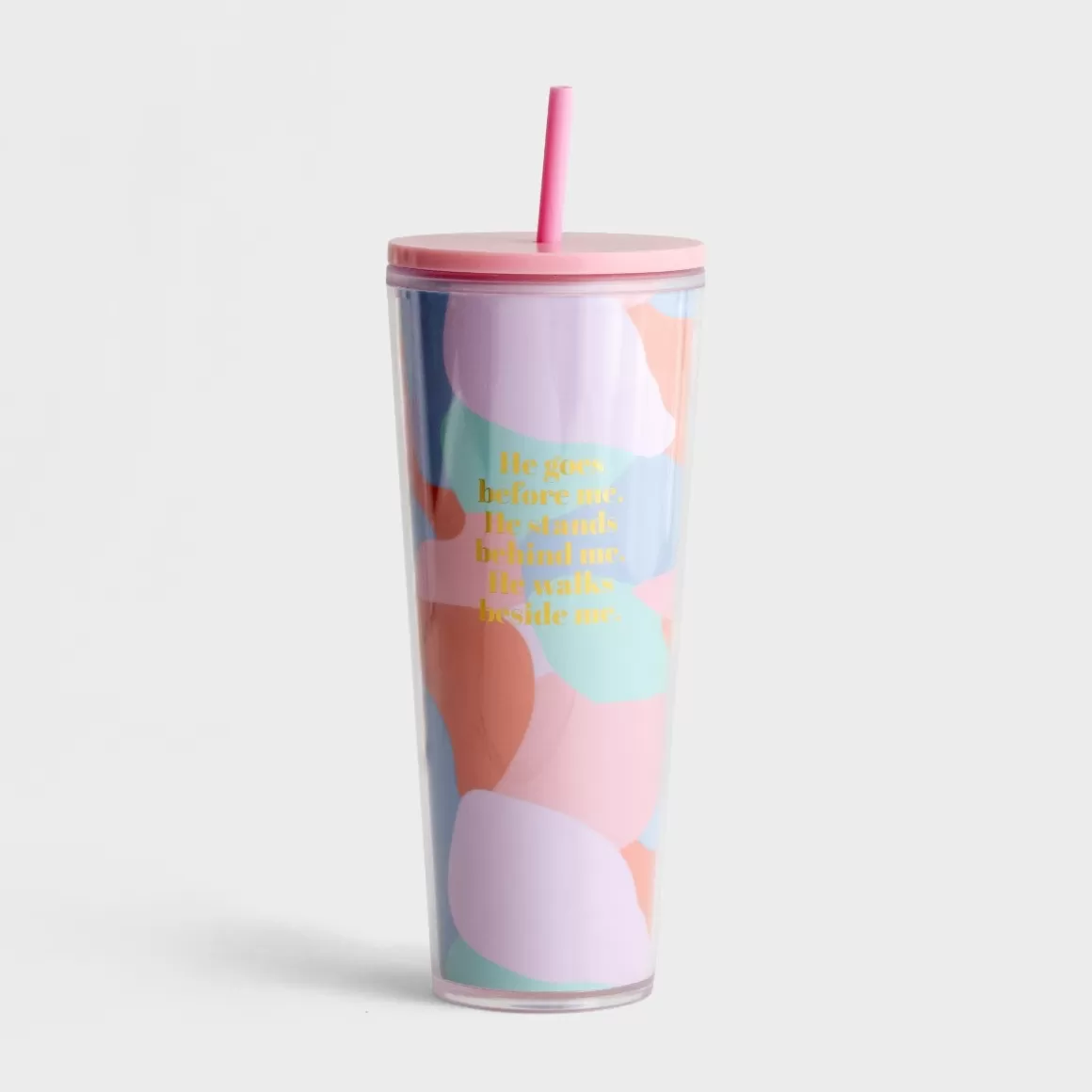 DaySpring Mugs & Drinkware | Mugs & Drinkware>He Goes Before Me - Straw Tumbler