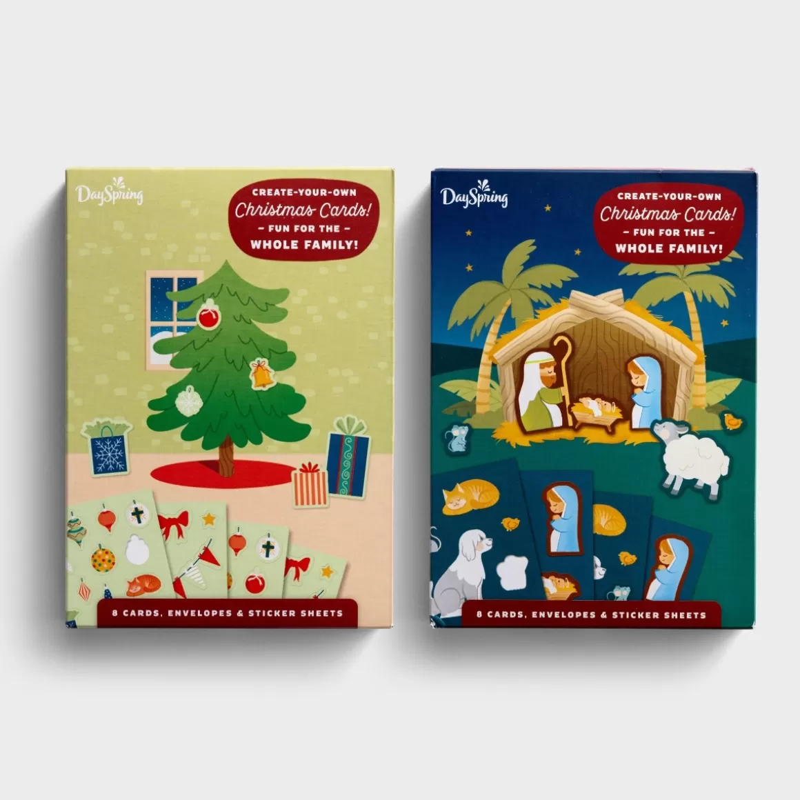 DaySpring Bundles & Assortments>Interactive Sticker Sets - Christmas Tree + Nativity - 16 Christmas Cards