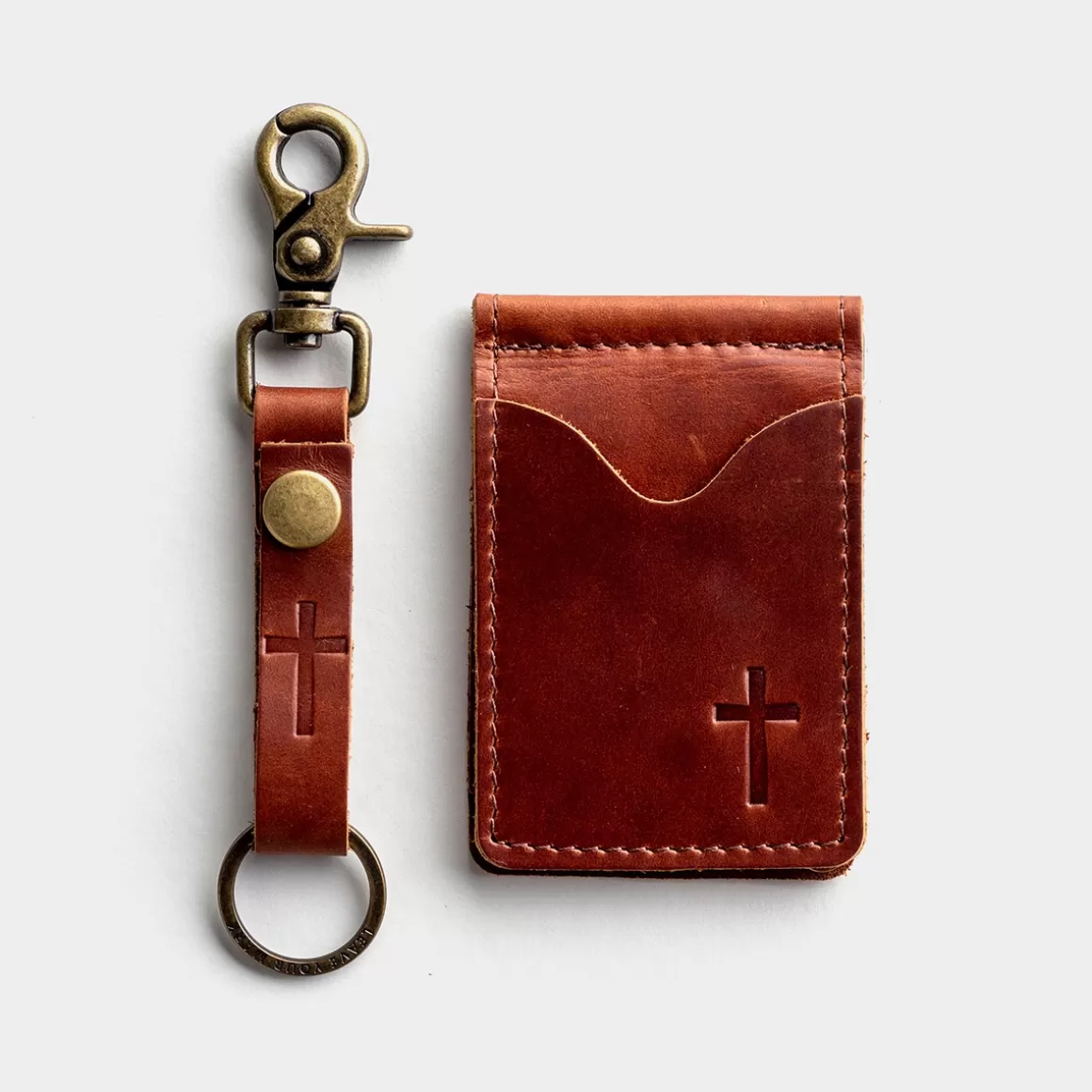 DaySpring Gifts for Him | Gift Sets>Leather Wallet & Keychain - Gift Set