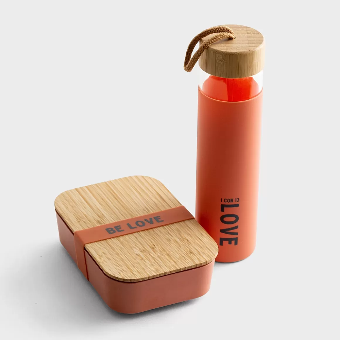 DaySpring Office & Desktop | Gift Sets>Love -  Glass Water Bottle & Bamboo Lunch Box Set