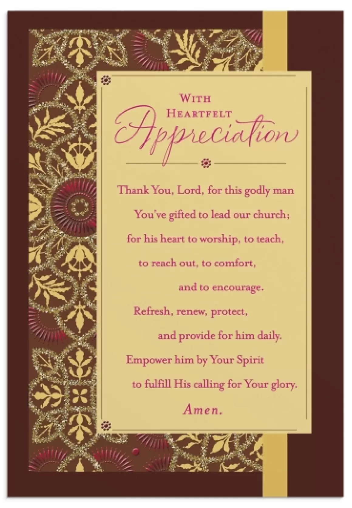 DaySpring Greeting Cards>Ministry Appreciation - With Heartfelt Appreciation - 1 Premium Card