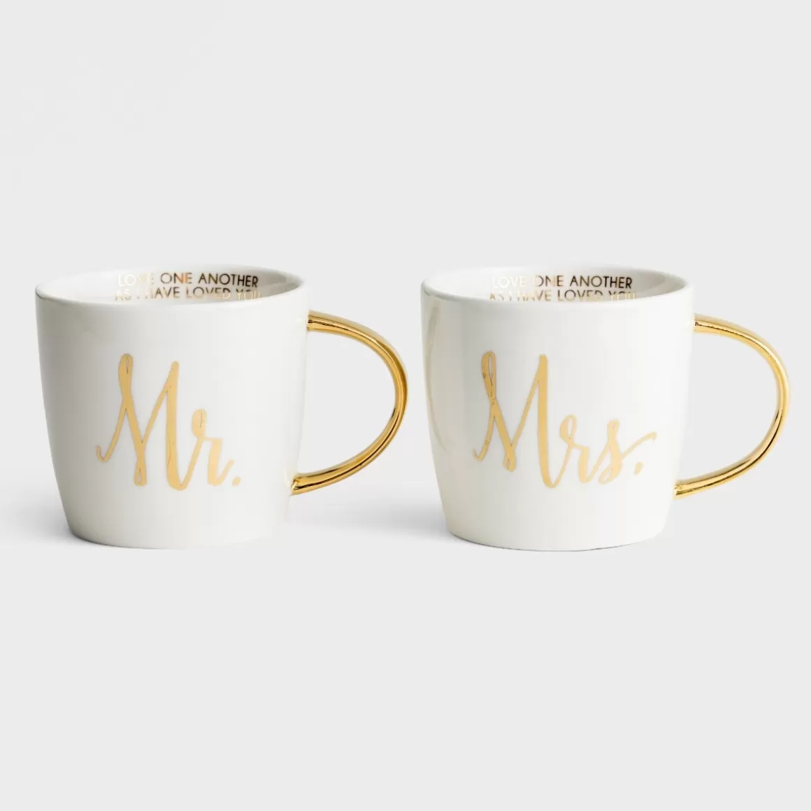 DaySpring Mugs & Drinkware | Wedding & Anniversary>Mr. and Mrs. - Ceramic Mug Set with Gold Handles