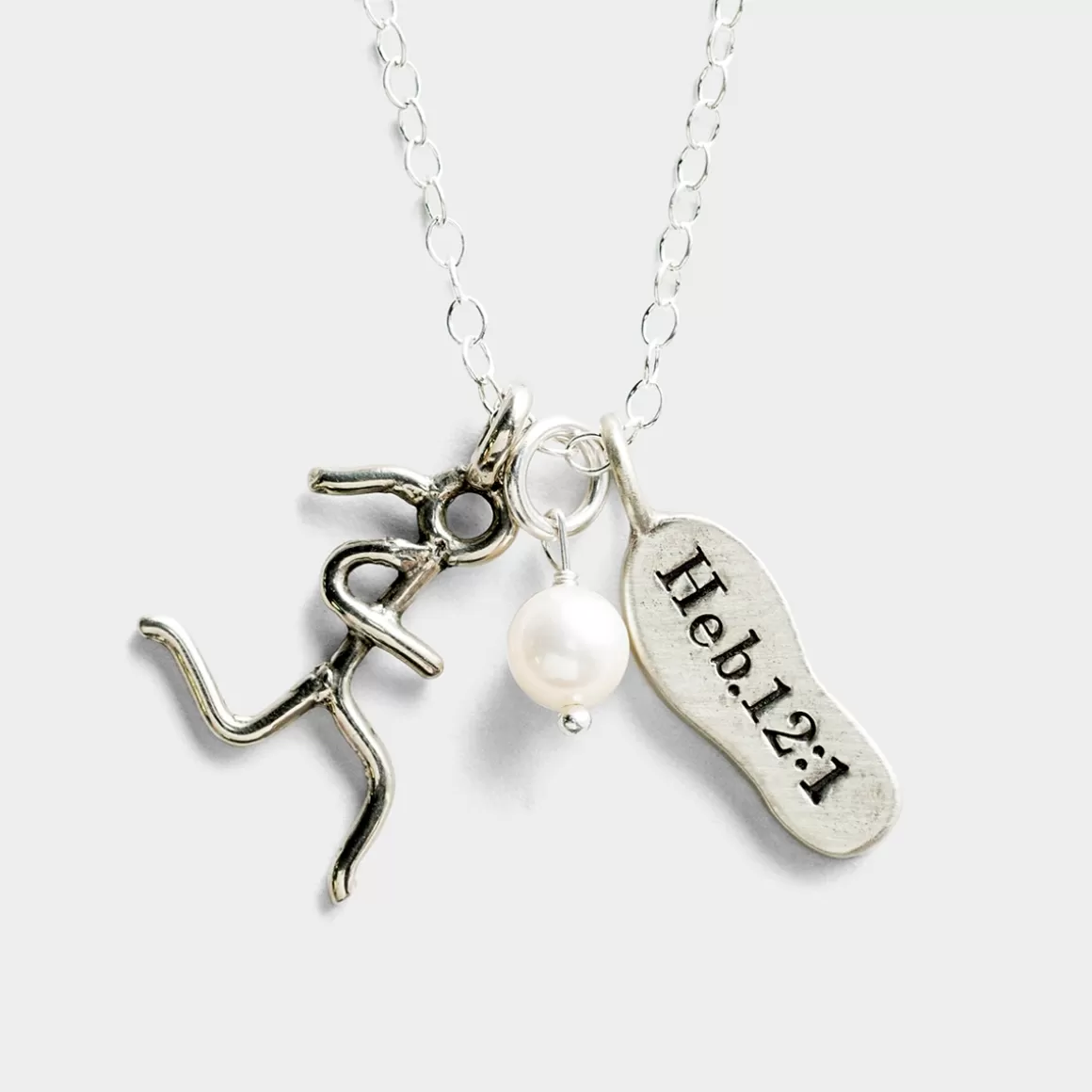 DaySpring Jewelry>Run with Endurance - White Bronze Pendant Necklace