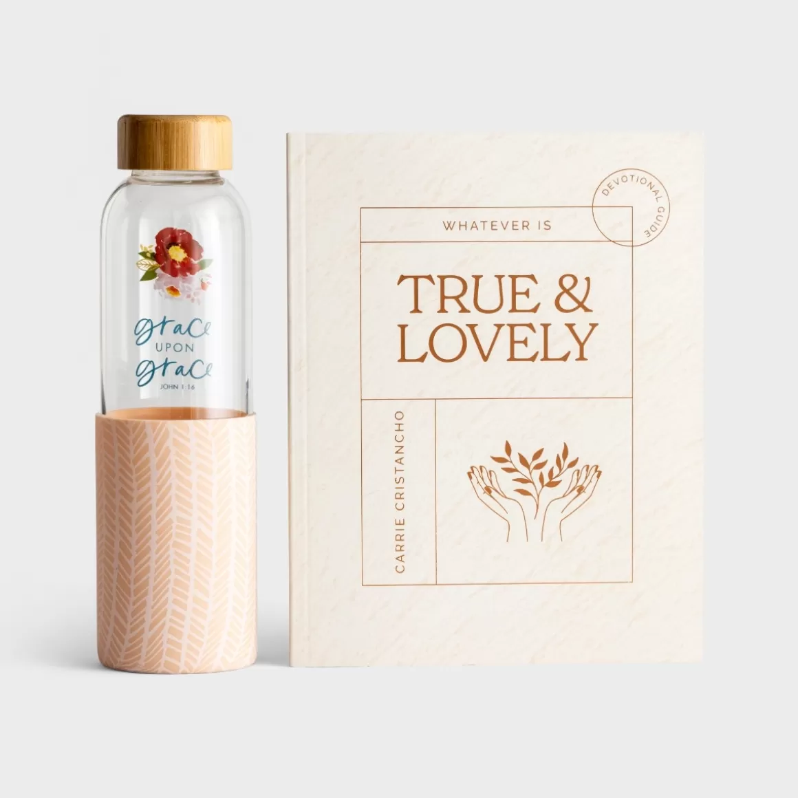 DaySpring Gifts for Friends | Gift Sets>True & Lovely - Devotional Book + Glass Water Bottle Set