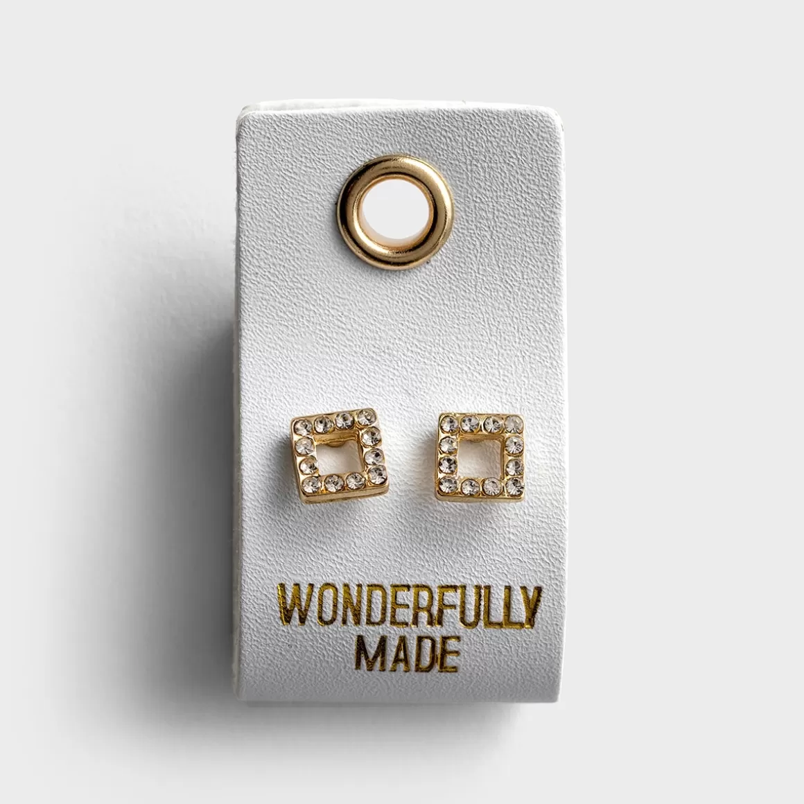 DaySpring Gifts for Friends | Thinking of You>Wonderfully Made - Rhinestone Square Stud Earrings